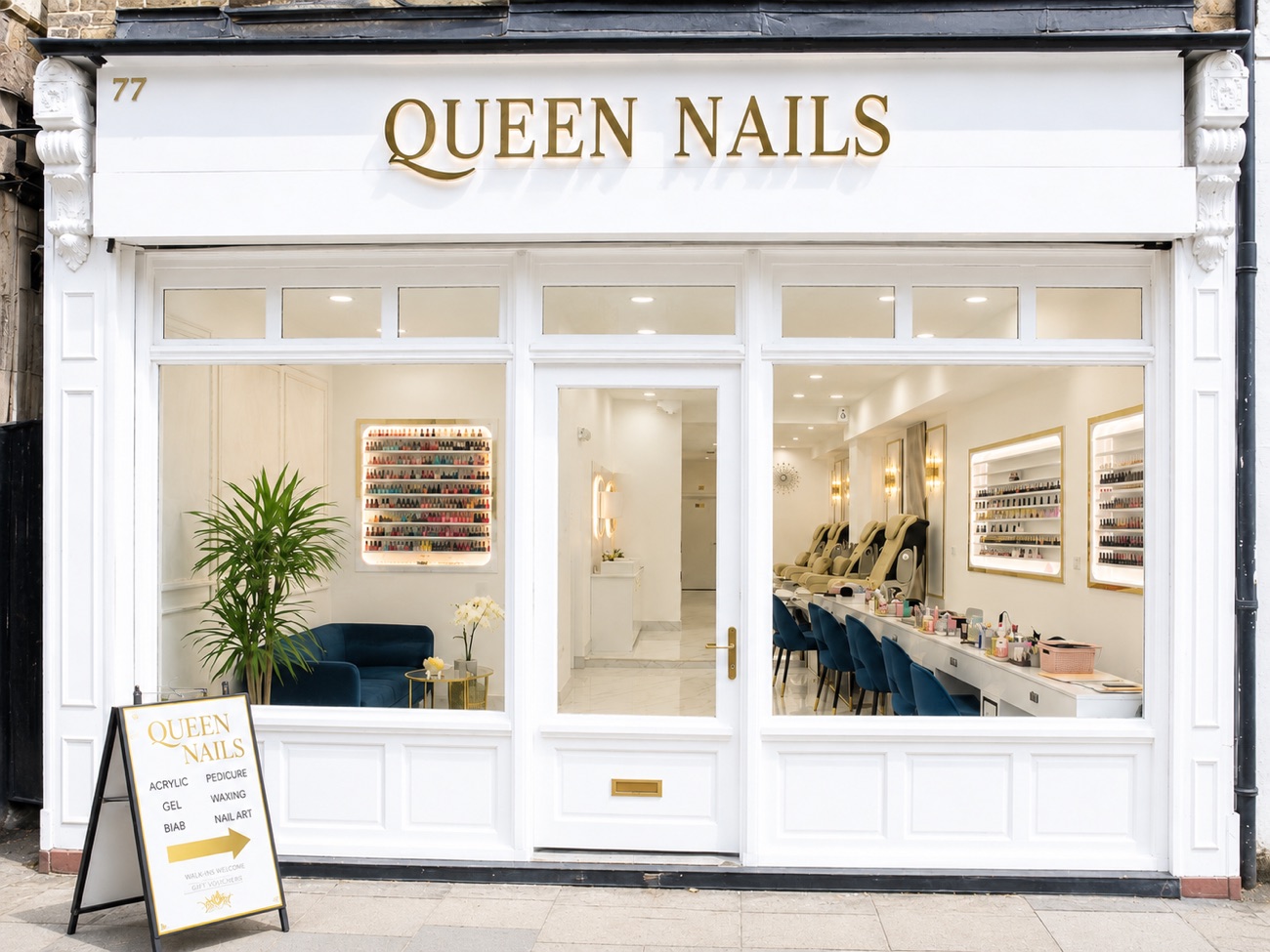 Queen Nails salon front, 77 Hackney Road, London E2